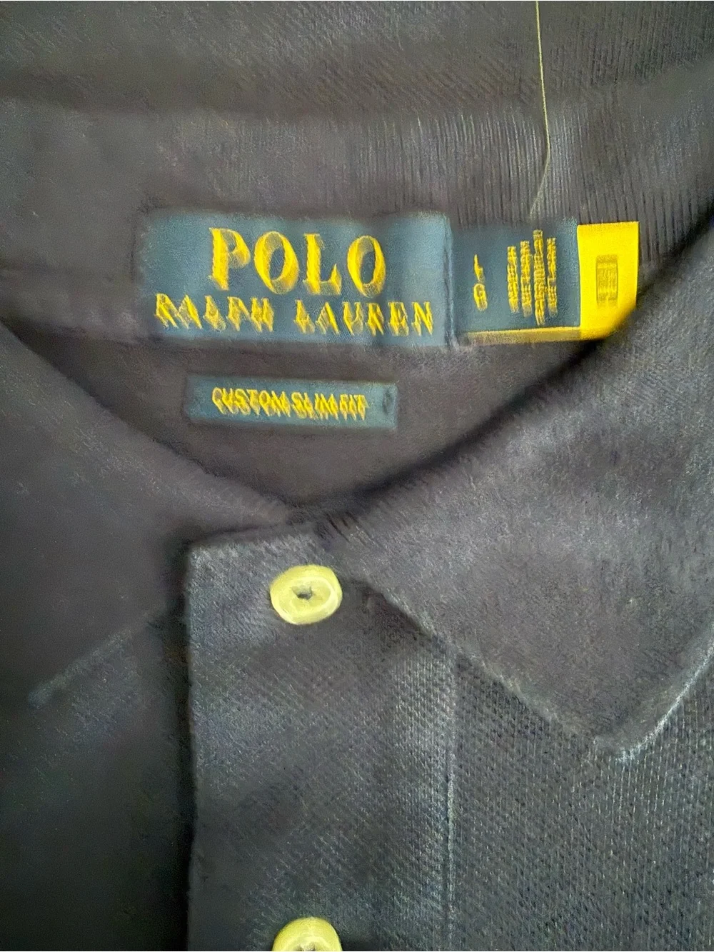 Polo by Ralph Lauren Navy Polo with Yellow Diagonal Stripe
